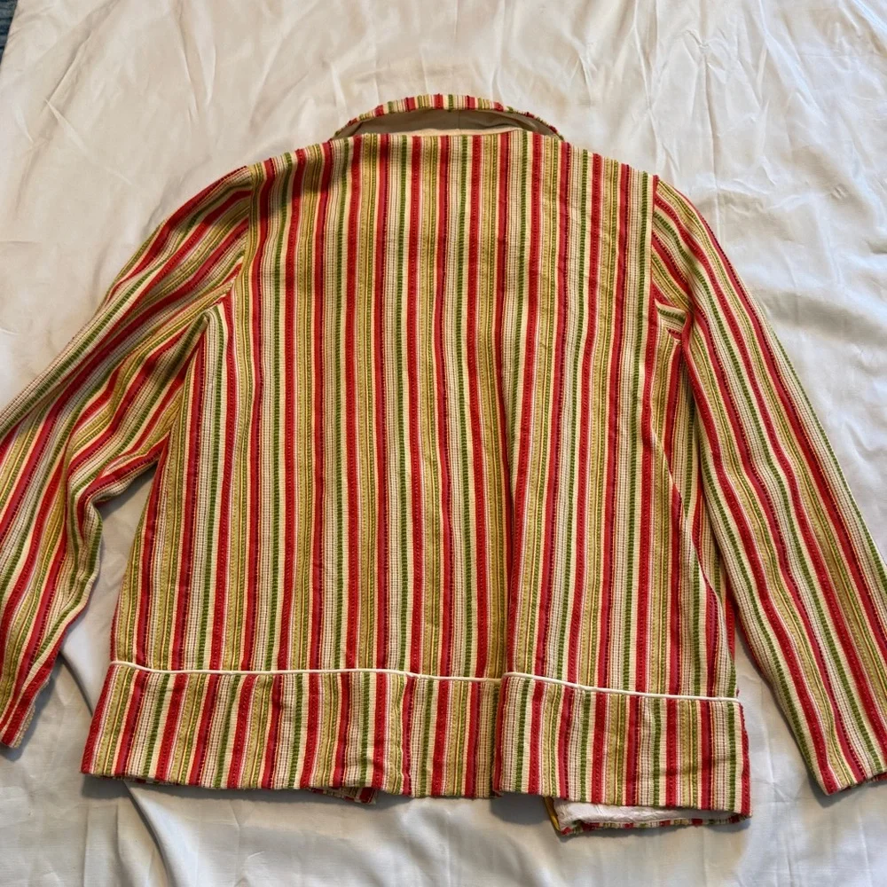 Vintage Striped Jacket Colorful Textured Cotton No Tag - Picture 8 of 8